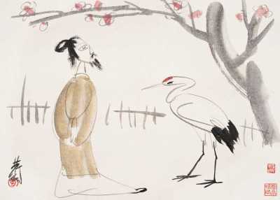 林风眠（1900-1991） 赏鹤图 镜心